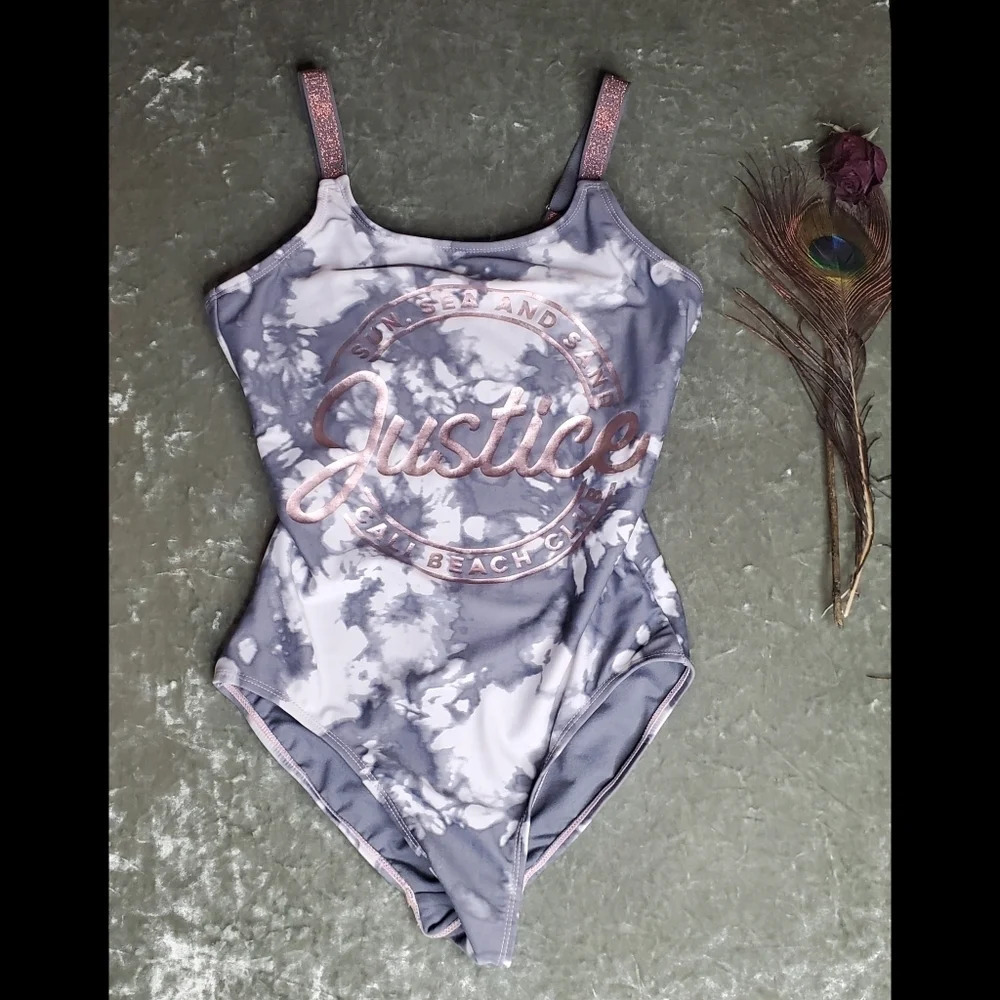 Justice‎ Swimwear Logo Shine Tie Dye Swimsuit